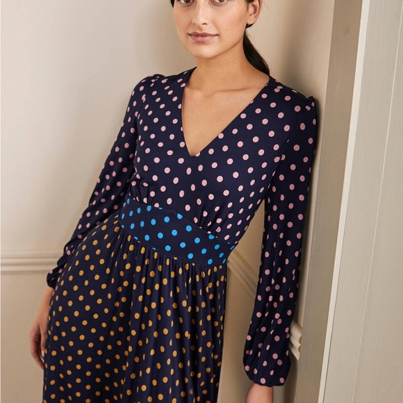 Boden Jersey Mini Tea Dress, Navy - Picture 1 of 8